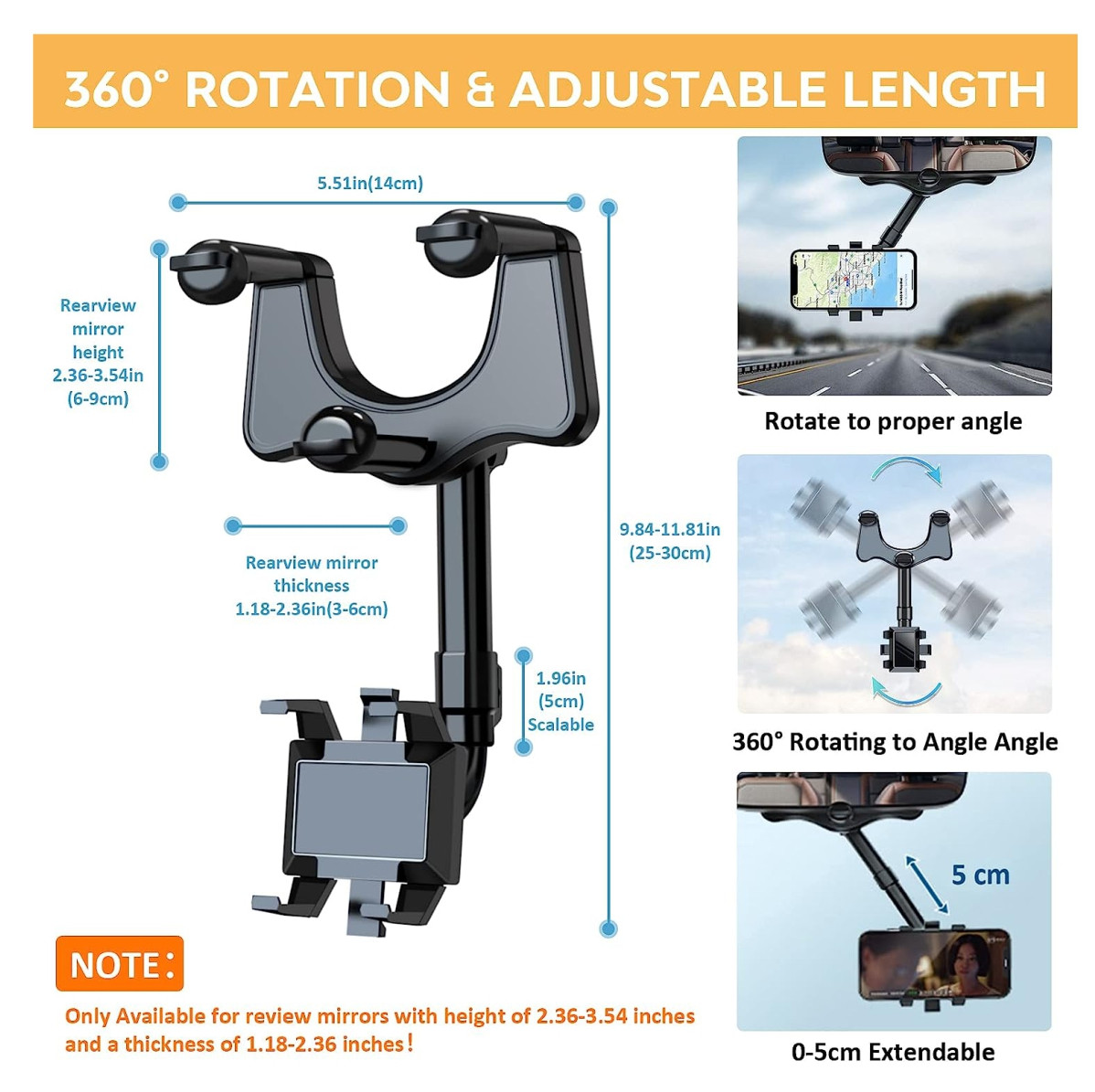 Miniatura 3 de Soporte Holder Retrovisor Carro 360